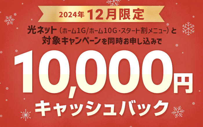 12月限定キャッシュバックキャンペーン特典